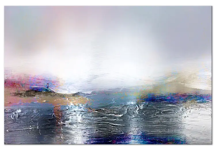 Paysage argenté - abstraction avec traînées de peinture colorées sur fond clair