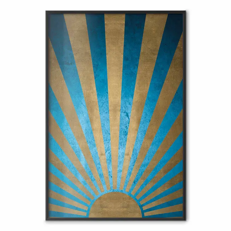 Art déco - soleil doré abstrait sur fond bleu