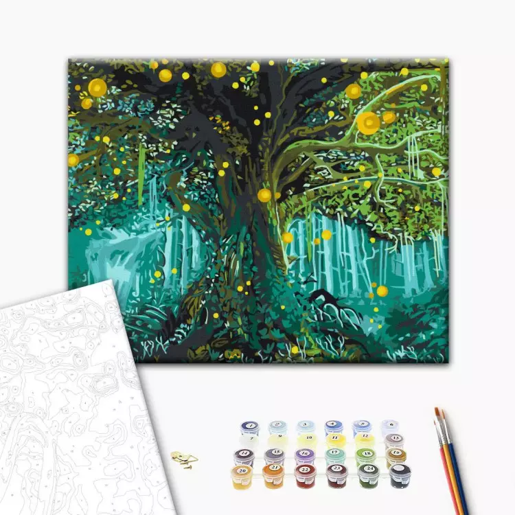 Peinture Par Numéro Figured'Art Avec Cadre - Arbre De Vie - Kit De Loisir Créatif DIY Numéro D'Art Complet - 40x50cm Toile Tendue Sur Châssis