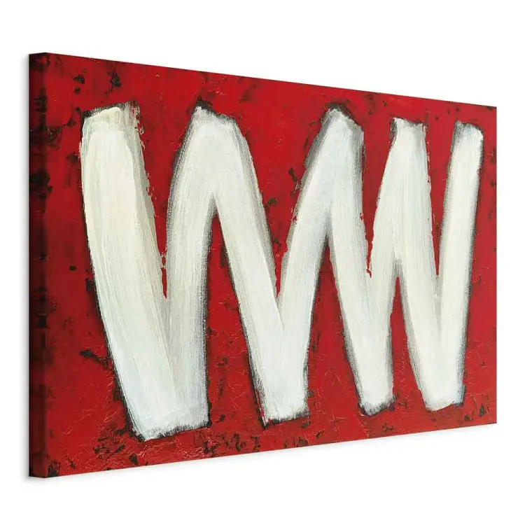 Deux lettres W large - Abstraction sur fond rouge