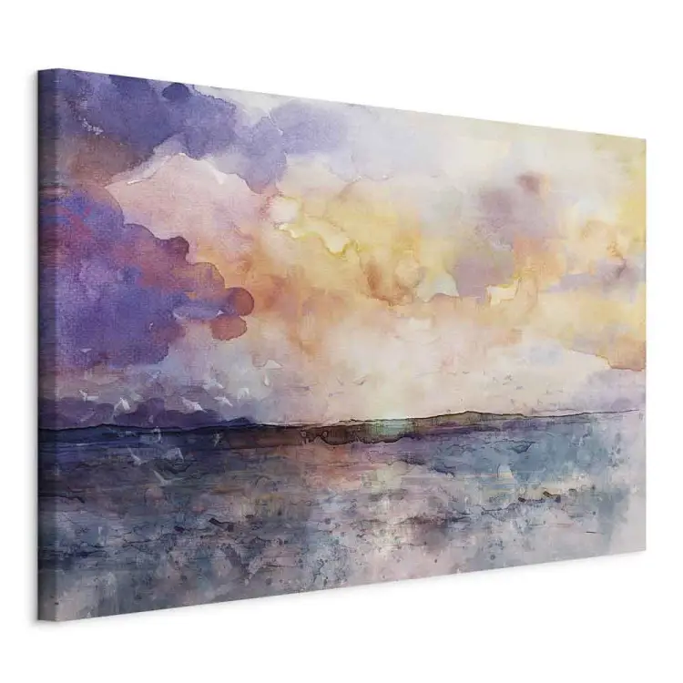 Nuages pastel large - Paysage coloré à l'aquarelle