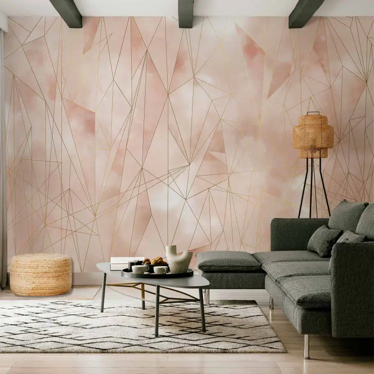 Triangles pastel - composition beige avec un motif abstrait