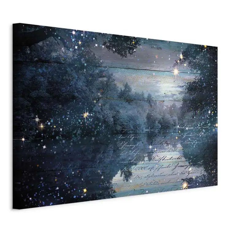 Crépuscule turquoise large - Lac nocturne parmi les arbres