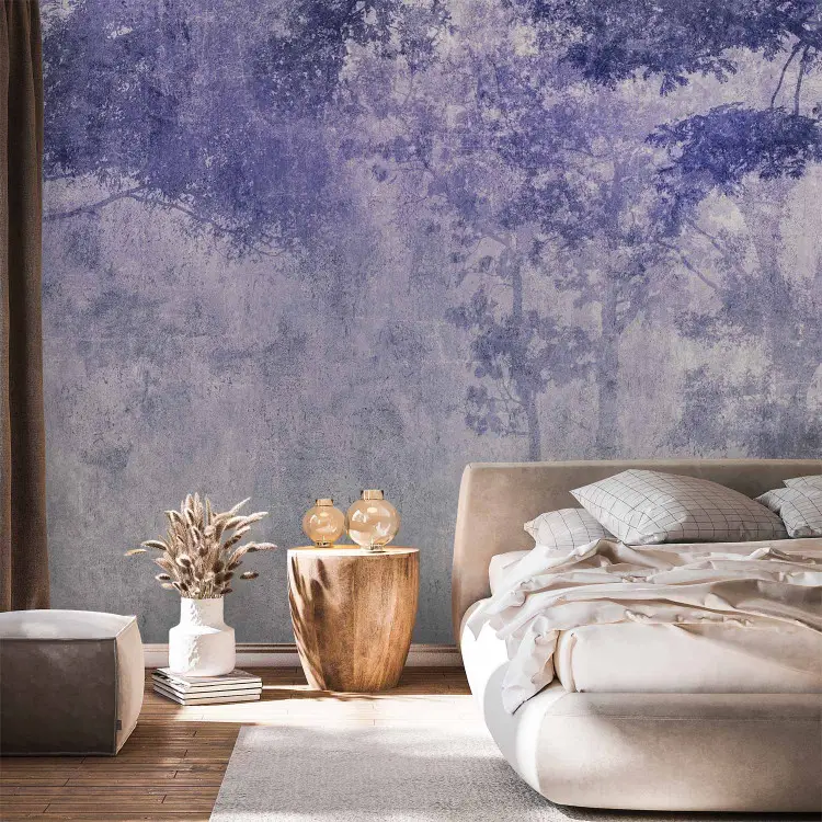 Bosquet de nuit - paysage forestier aux couleurs violettes et grises