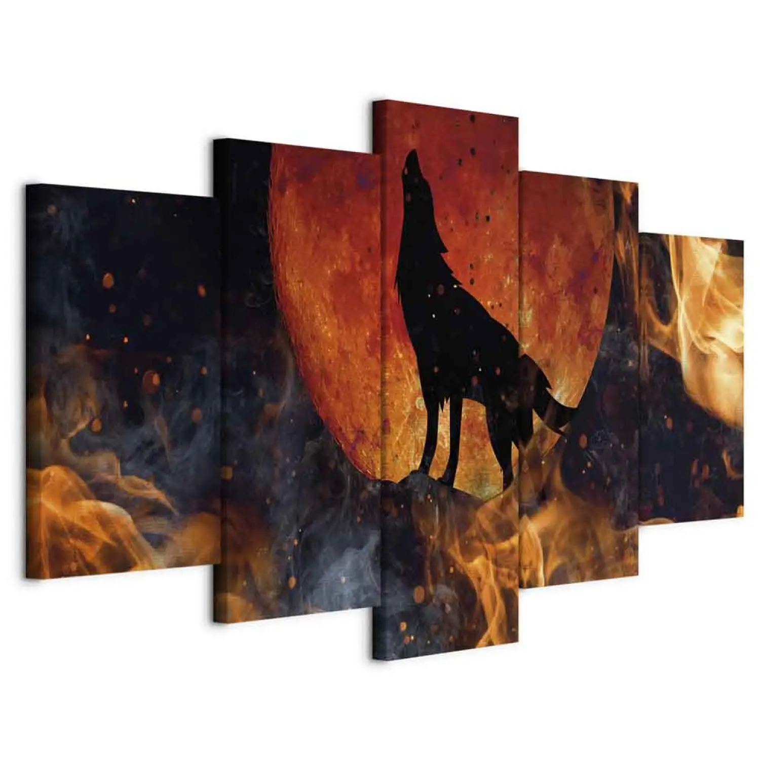 Islandburner Tableau Sur Toile Loup Grand Arbre Nuit Faune Animaux Loup Grand Arbre Nuit Faune Cadre Affiche Poster Murale Tableaux