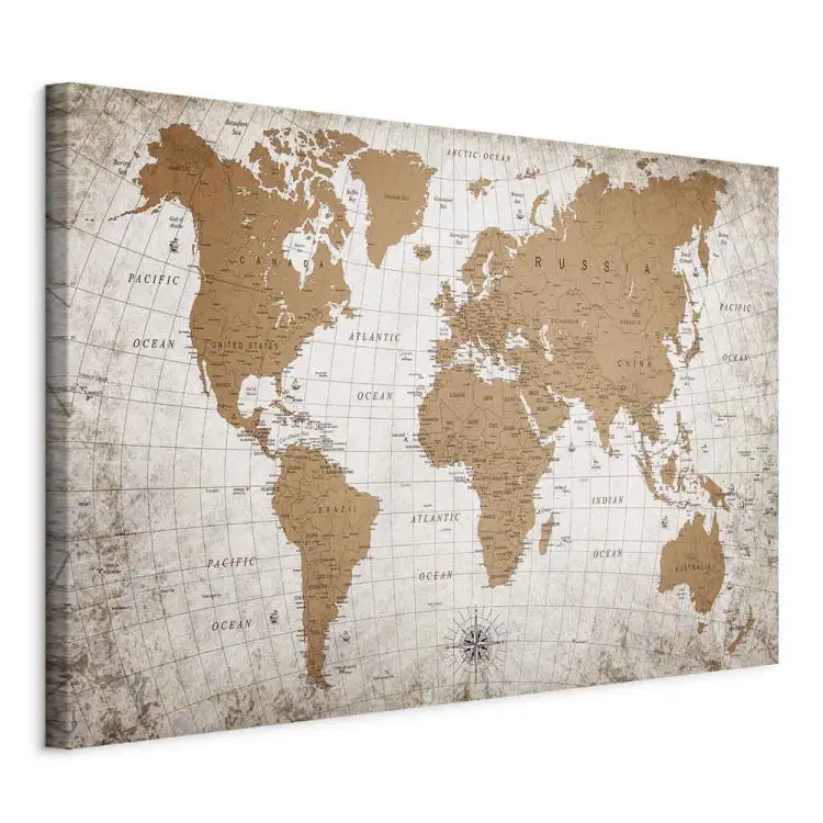 Monde cartographique large - Carte du monde beige