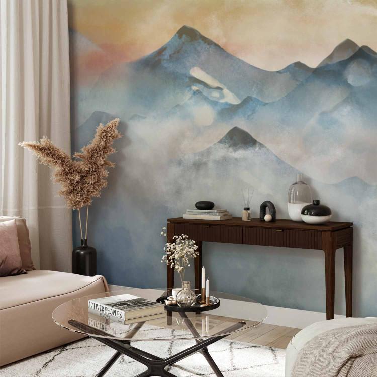 Papier peint Paysage de montagne - paysage subtil de montagnes dans le brouillard