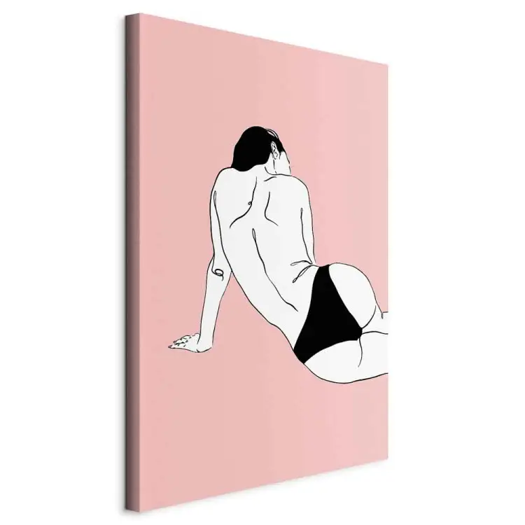 Corps féminin vertical - Silhouette inversée sur fond rose