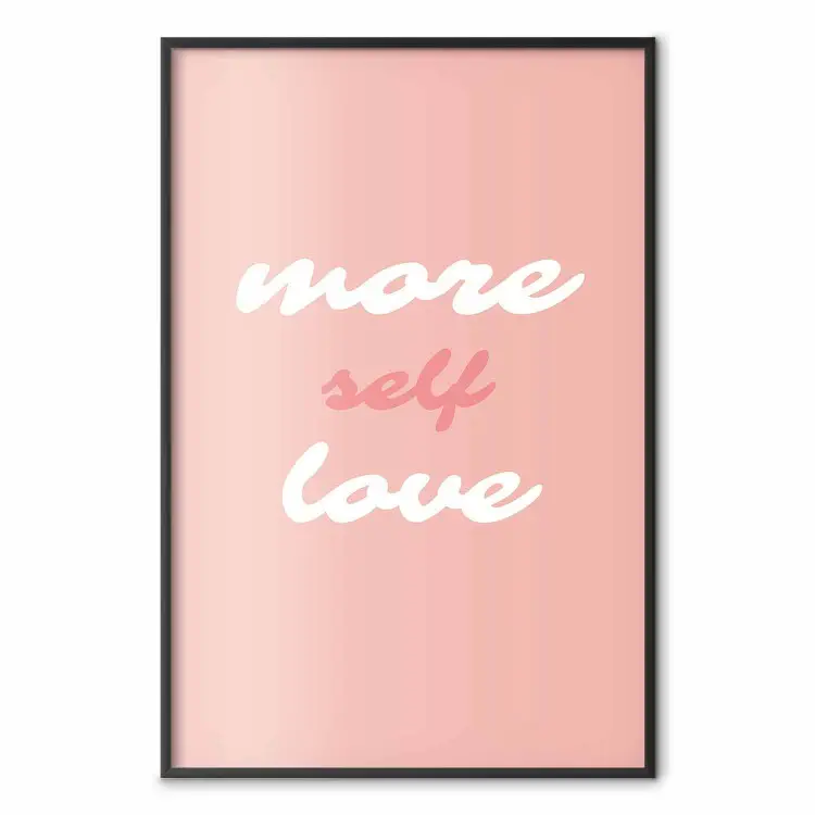 More Self Love - textes blancs et roses sur fond pastel
