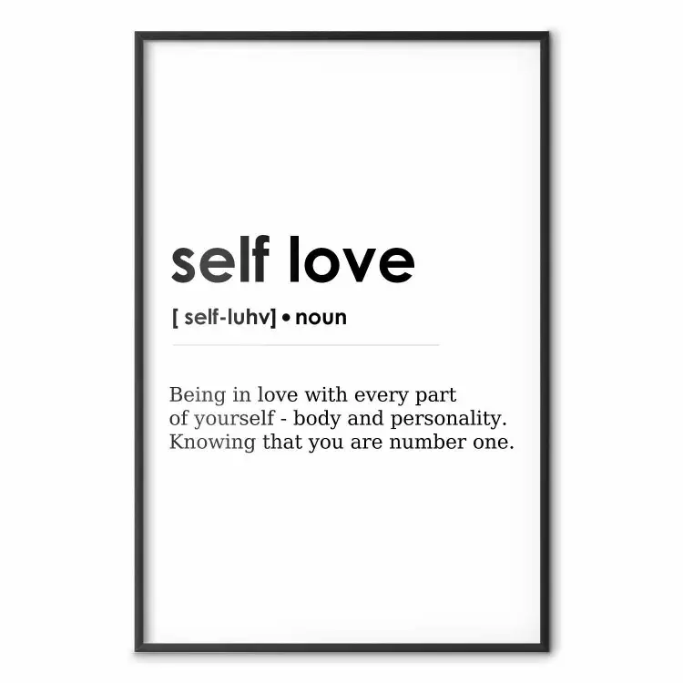 Self Love - définition d'amour-propre en anglais motif noir et blanc