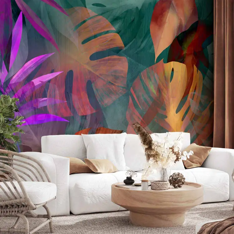 Les couleurs des feuilles - une abstraction au motif végétal coloré