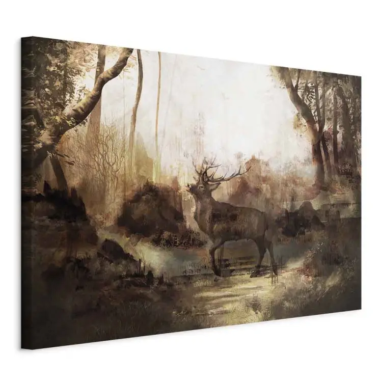 Roi de la forêt large - Cerf sur fond de paysage forestier