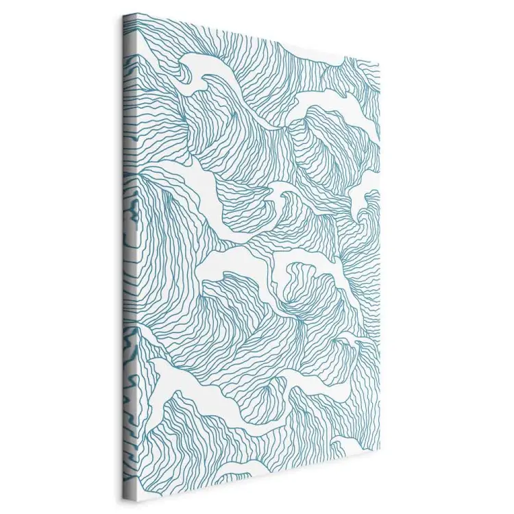 Mer japonaise vertical - Abstraction en vagues bleues