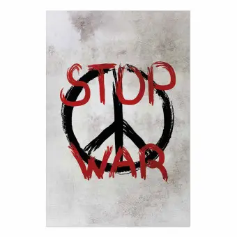 Poster mural Make Love Not War - inscription avec symbole de paix et cœur sur fond gris