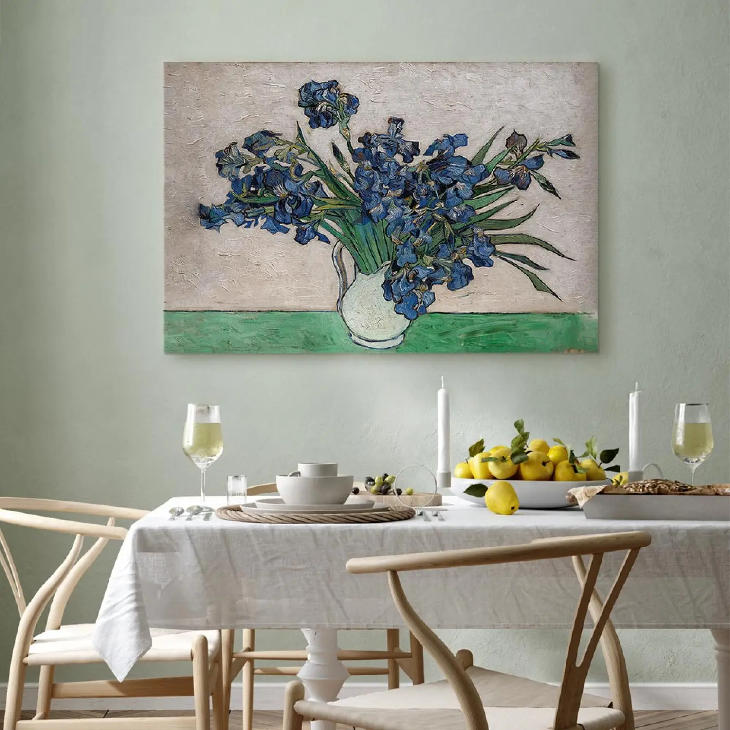 Tableau 'Vase Fleur D'iris' Van Gogh – Impression D'art Sur Toile, Cadre Optionnel, Fait Main UK, Neuf