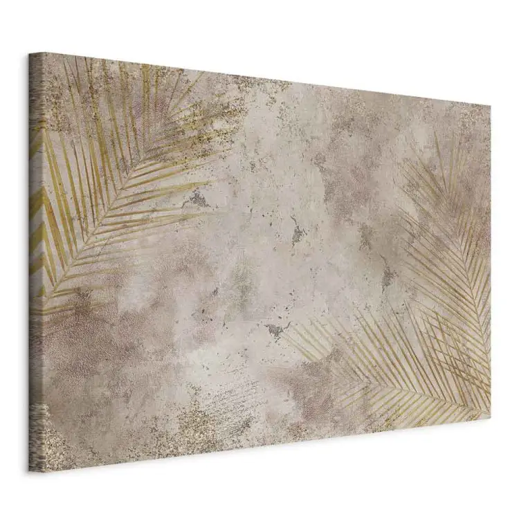 Nature dorée large - Feuilles de palmier et fond beige