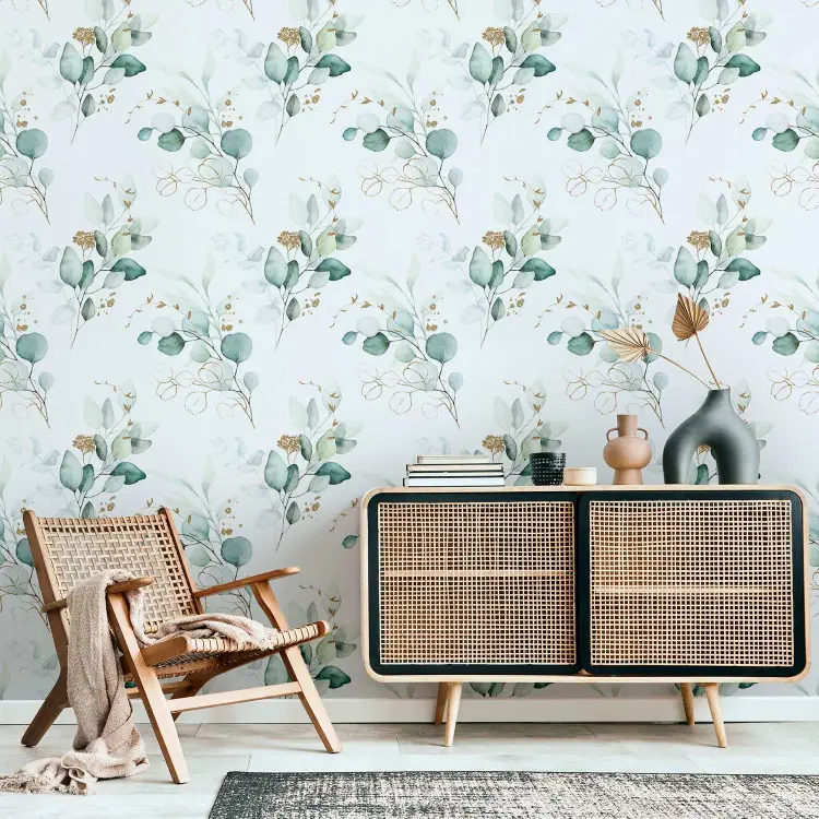 Tapisserie Murale Victorienne 4 Pieds (1m22) Feuillage Floral, Laiton Et Pompon