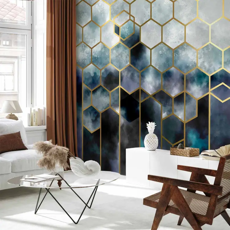 Abstraction - motif de l'espace dans un cadre doré de style art déco
