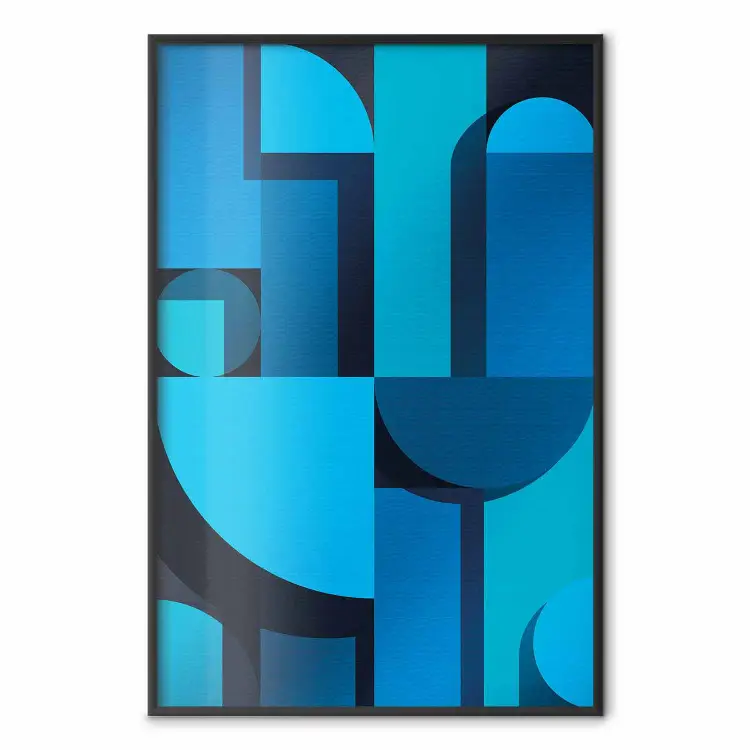 Géométrie artistique - abstraction en tons bleus sur fond noir
