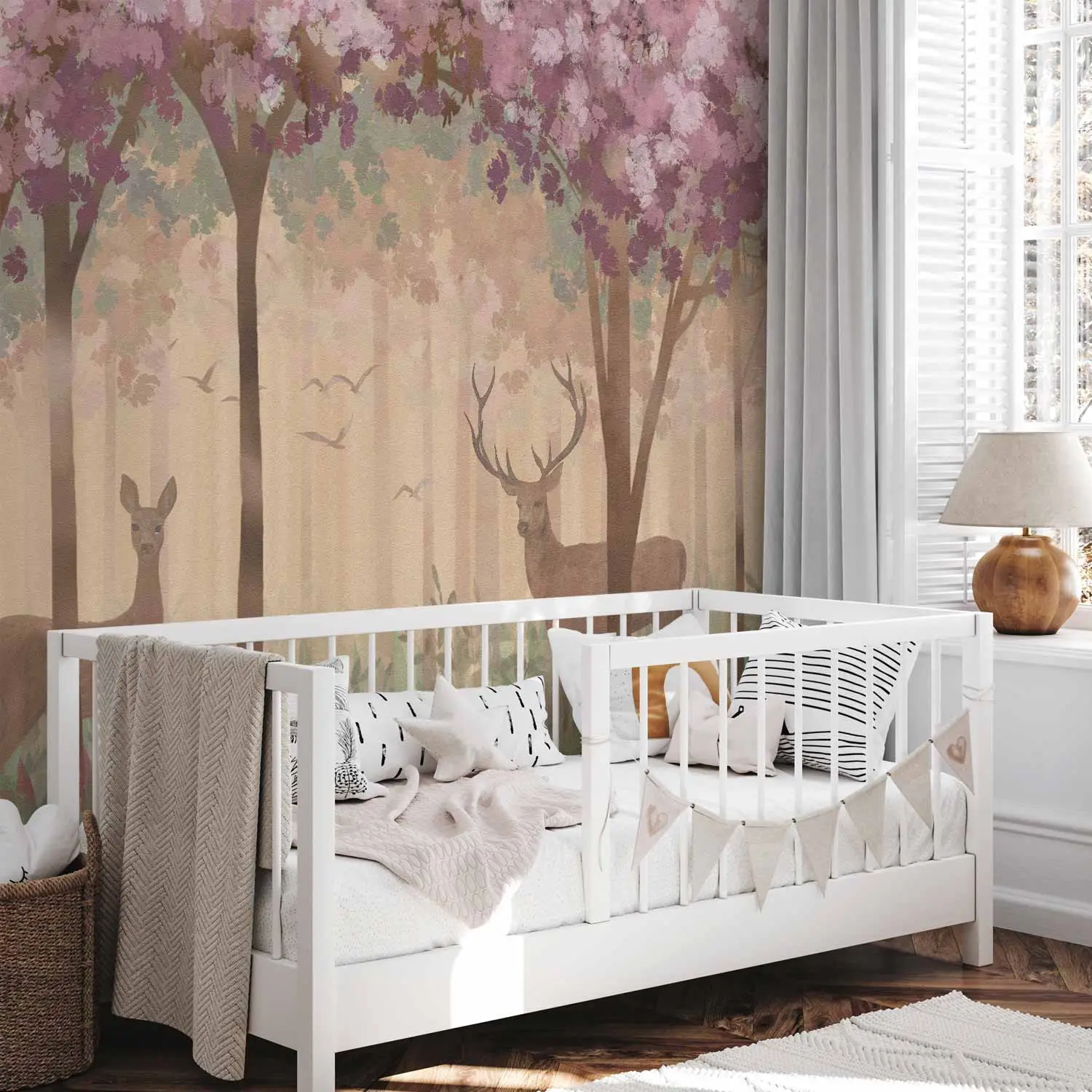 Décoration Chambre Enfant WIETRE - Lot De 6 Tableaux Animaux Forêt - A4 - Cadre Blanc Inclus Décoration Animaux Forêt