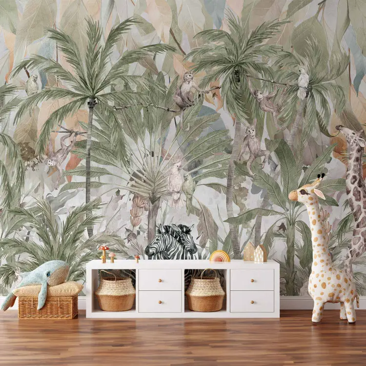 Paysage tropical - jungle avec animaux et plantes exotiques