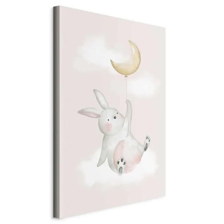 Lapin avec un ballon vertical - Composition pour enfants