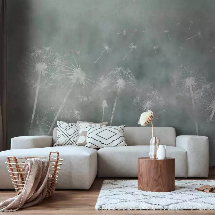 Papier Peint Intissé Panoramique Fleurs Deux Pissenlits 300x231 Cm | Leroy Merlin