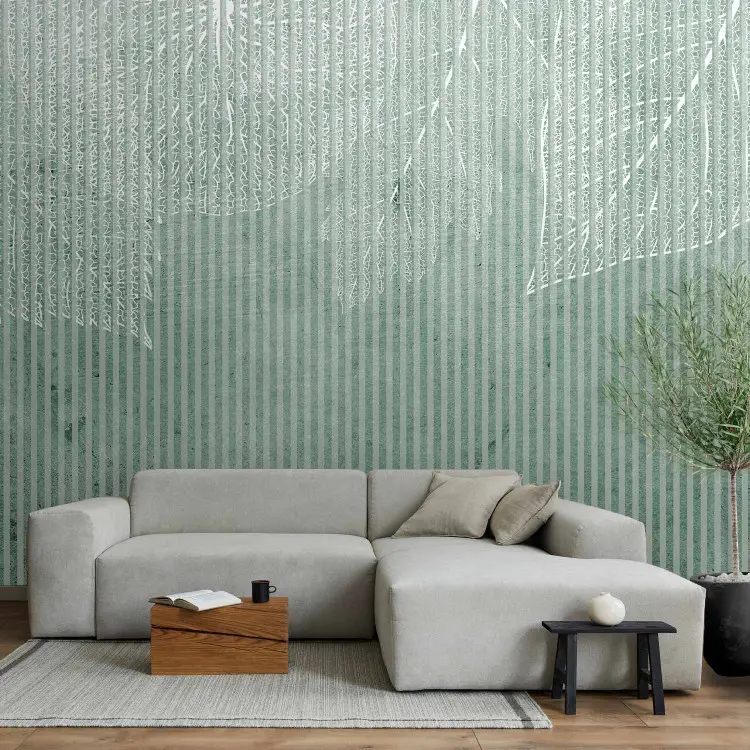 Feuilles à rayures - motif de feuilles blanches sur fond vert