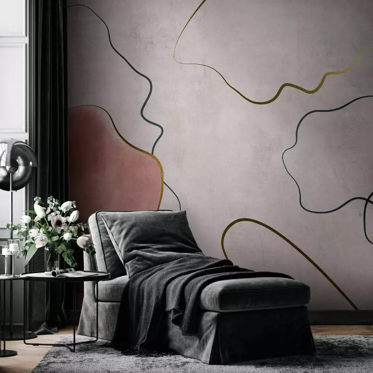 Abstraction apaisante - composition de formes fluides sur fond rose