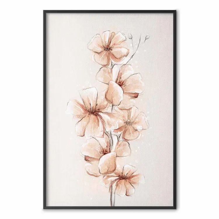 Fleurs aquarelles - branche bohème délicate aux couleurs chaudes sépia