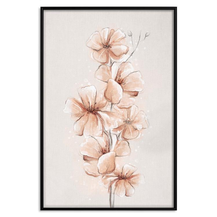 Watercolor Flowers - Delicate Boho Twig in Warm Sepia Colors