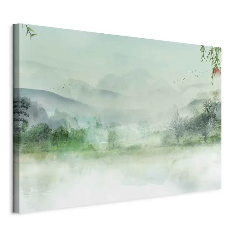Terre brumeuse - paysage vert avec vue sur forêt et montagnes