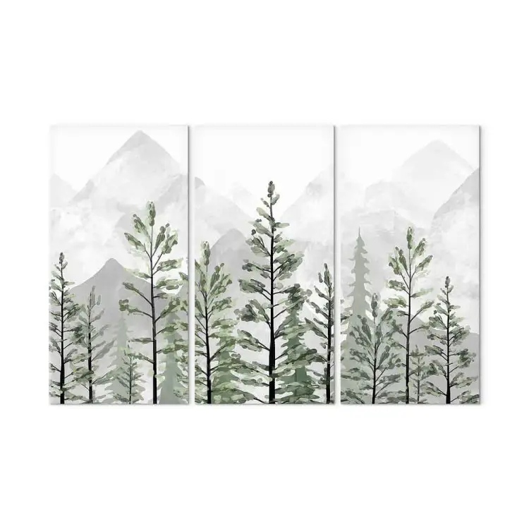 Nature montagneuse (3 parties) - arbres verts et montagnes pointues