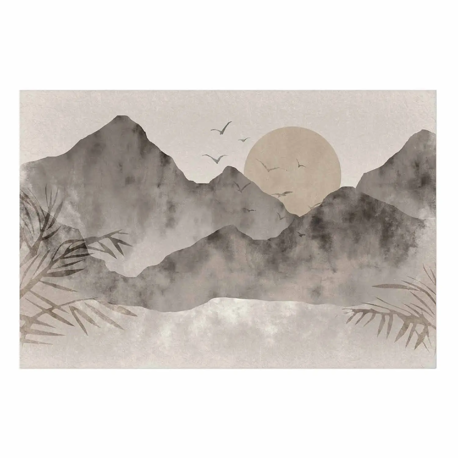 Tableau Sur Toile Mont Fuji Lac Kawaguchiko – Décoration Murale Paysage Japonais Coucher De Soleil Automne