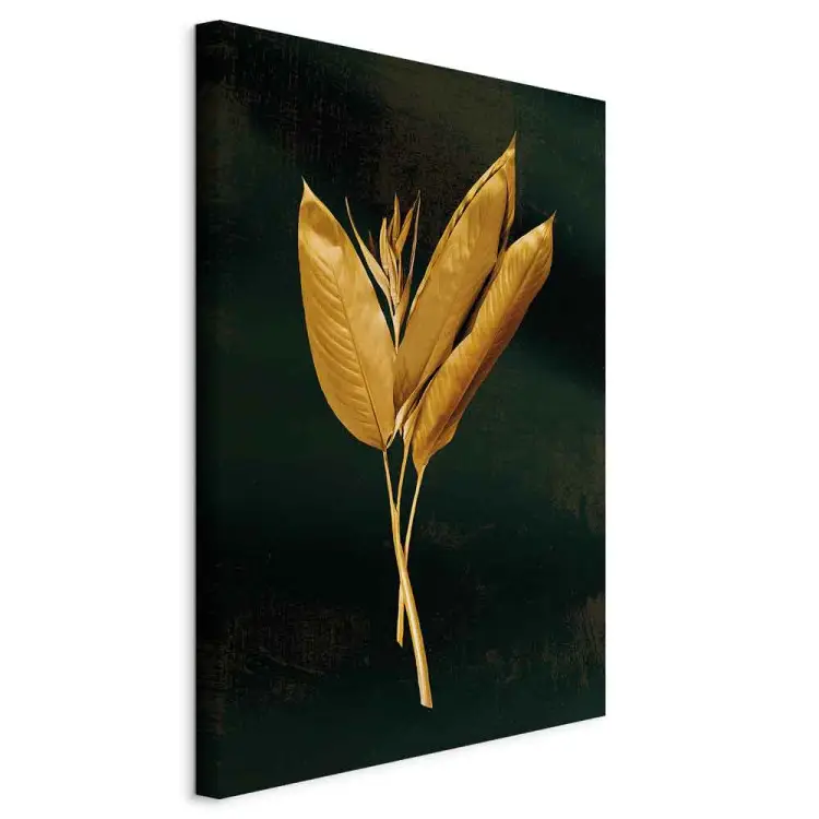 Bouquet de feuilles - plante dorée sur fond noir