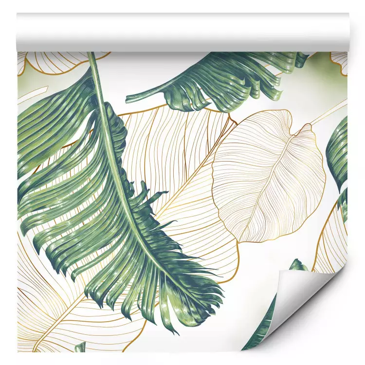 Nature juteuse - grandes feuilles vertes et doux beiges au vent