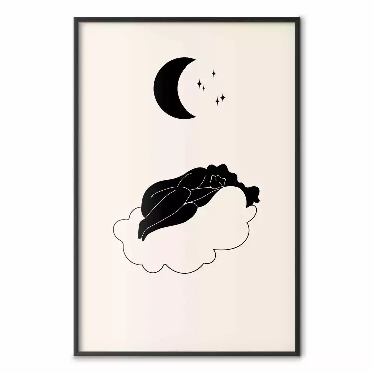Nuages - fille dormant nuage lumière étoiles, lune