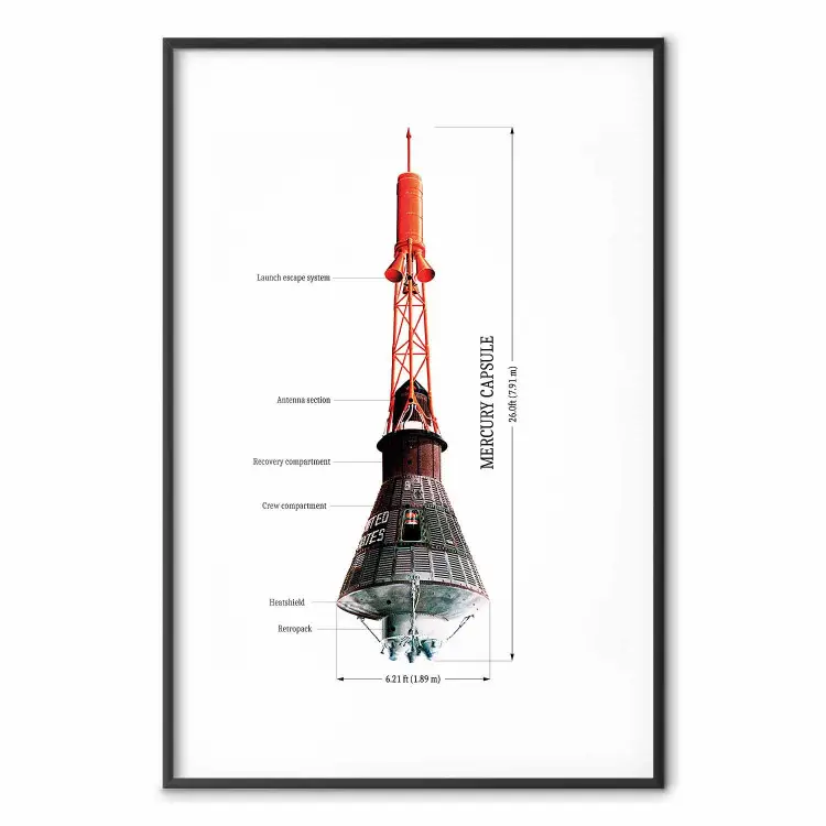 Capsule Mercury - schéma technique de véhicule spatial à l'échelle