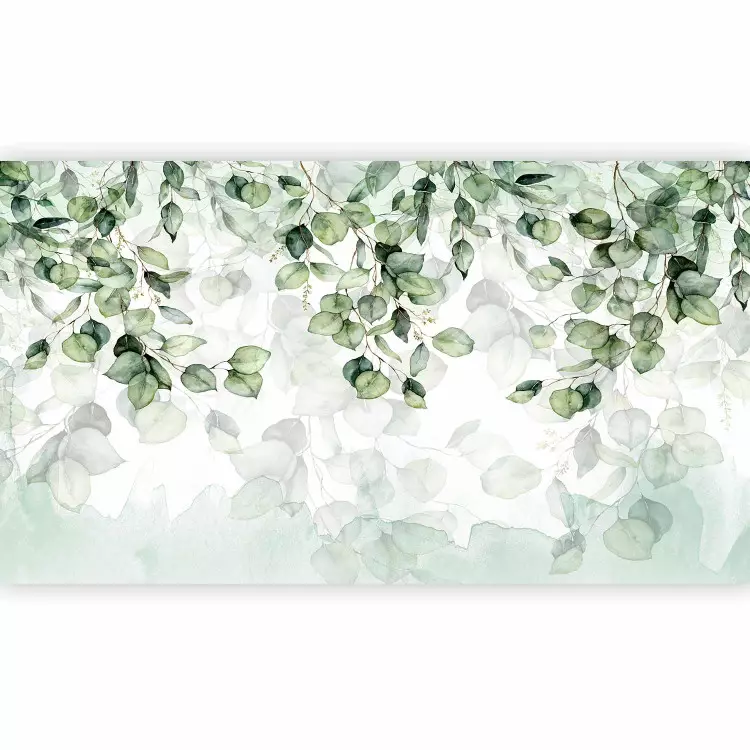 Feuilles décoratives - motif végétal verts sur fond blanc