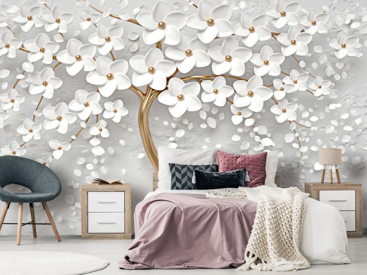 Papier peint Magnolia - Decorative Tree That Blooms with Bright Flowers