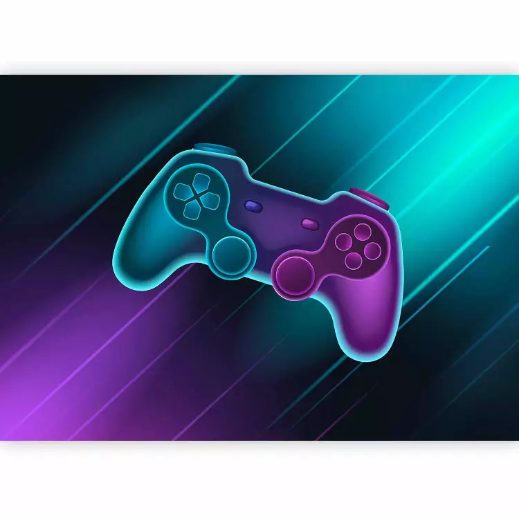 Gadget gamer - manette console couleurs néon, fond noir