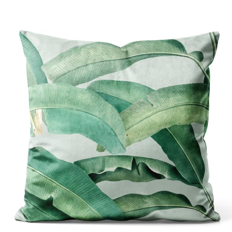 Leafy curtain in greens - floral pattern with exotic banana tree