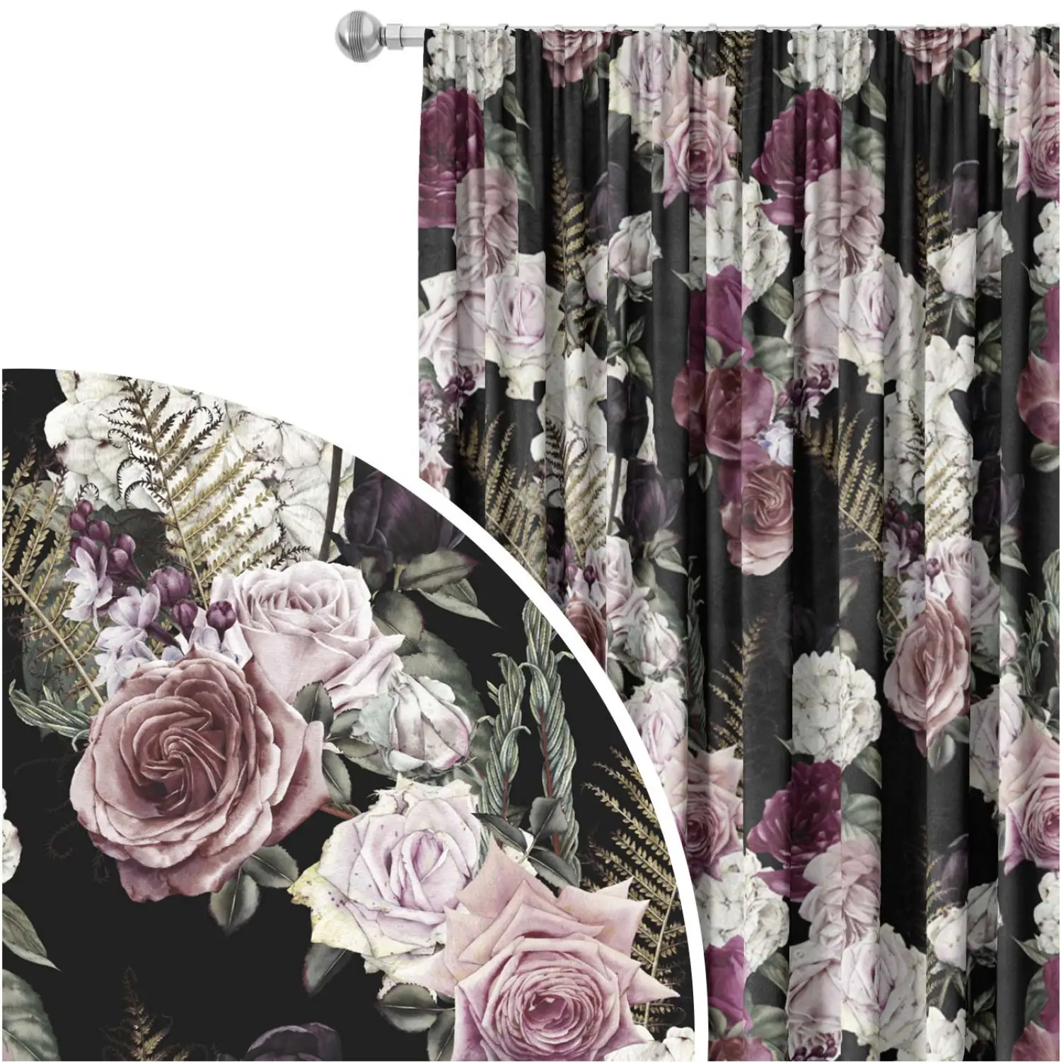 Rideaux V&A Motif Bouquet De Fleurs - 66x72 Pouces - Neufs Non Doublés