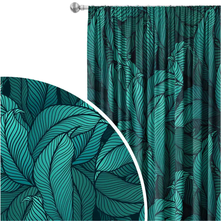 Feuillages denses - vert marin graphique