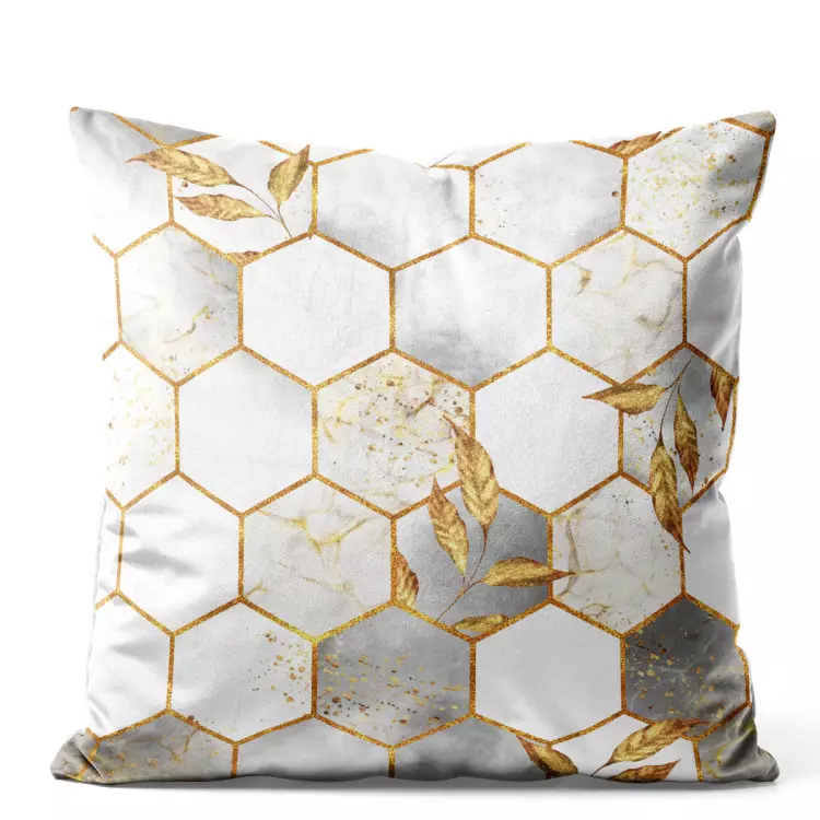 Hexagones et feuilles - motif élégant