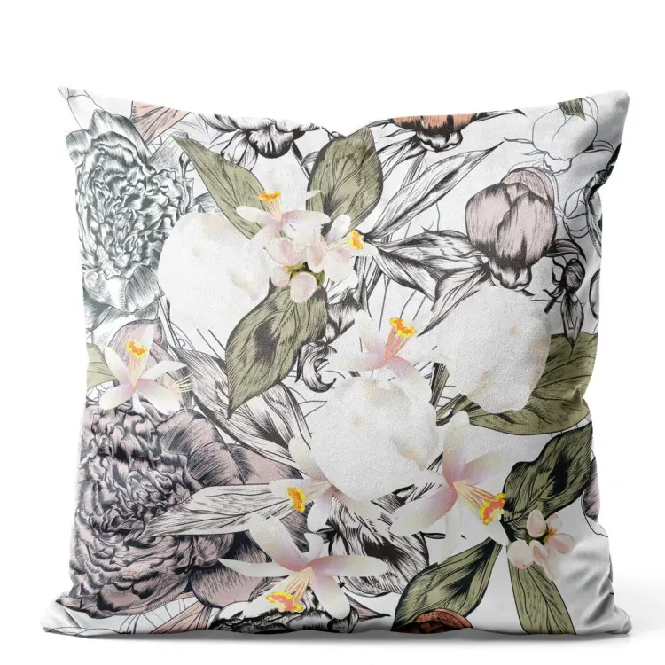 Impression florale - motif naturel en vert et gris