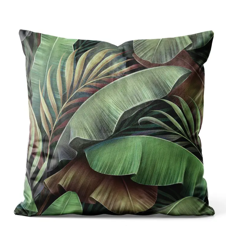 Visage de feuilles - composition nature en vert et brun