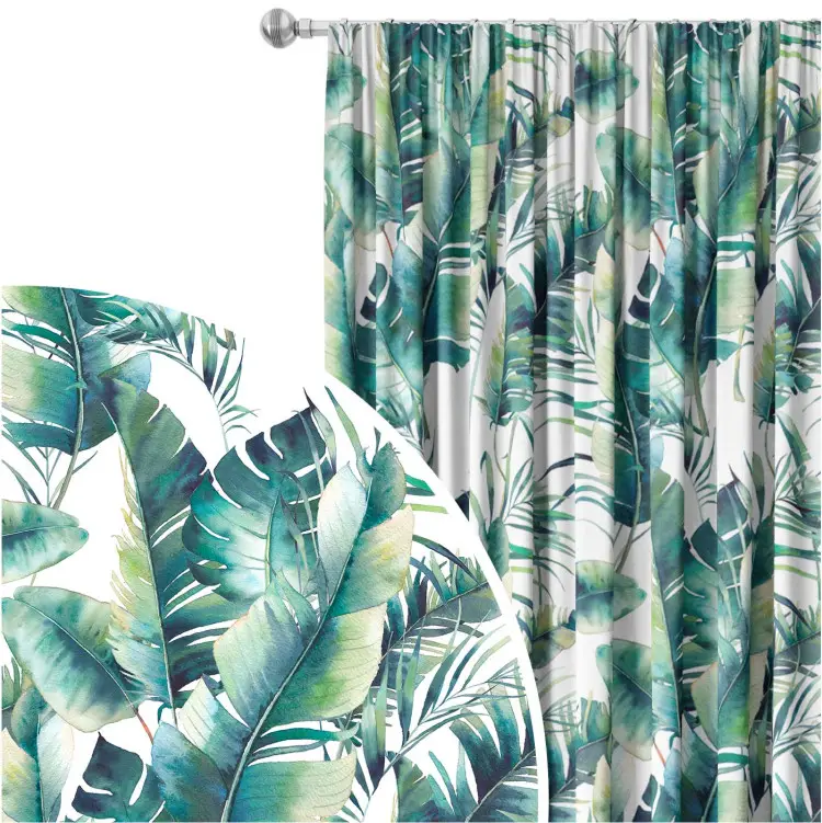 Feuilles légères - végétation tropicale style aquarelle fond blanc