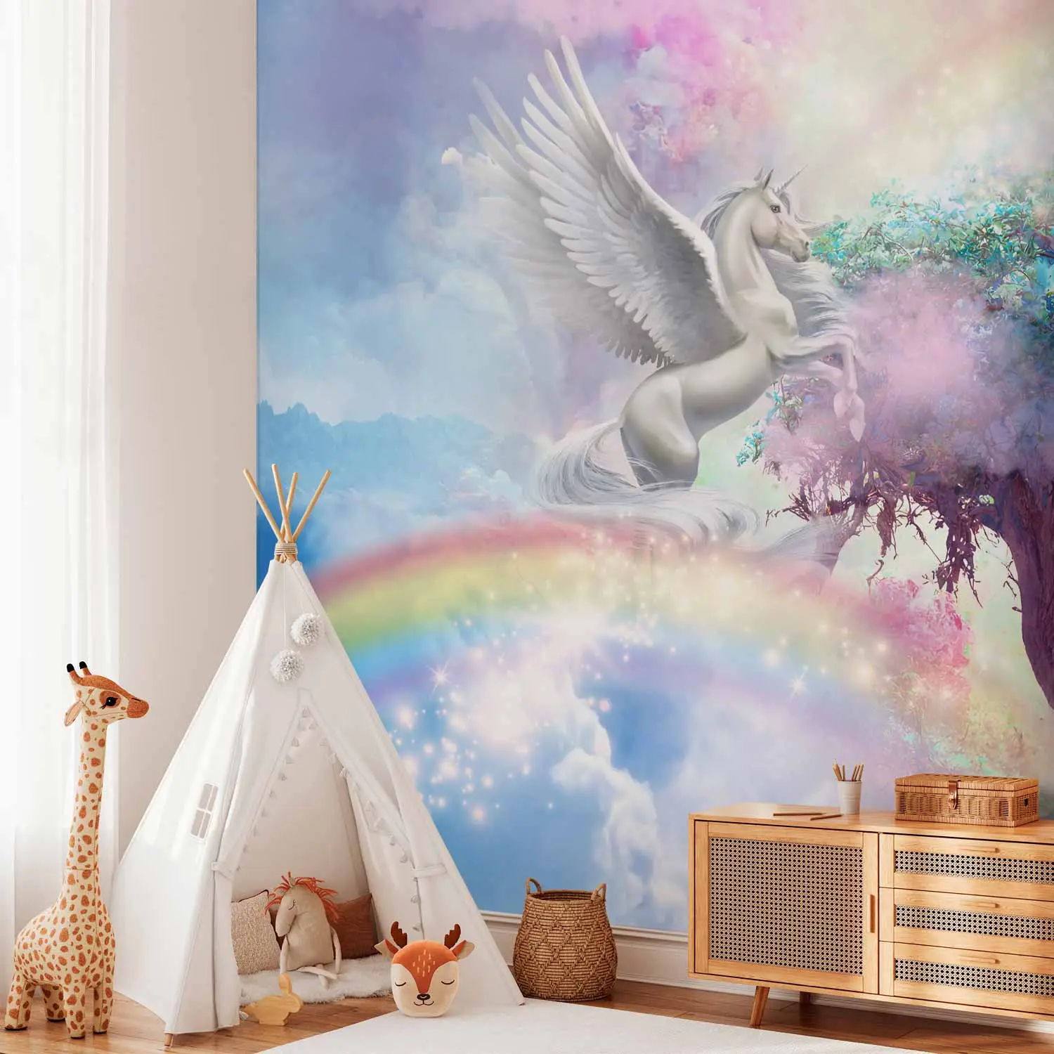 Vintage des années 70 80 Licorne Arc-en-ciel Fantasy Nature