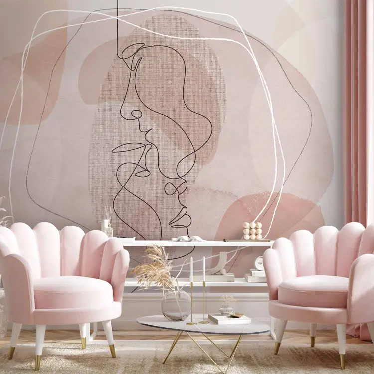 Amour abstrait - composition linéaire représentant des amoureux